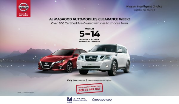 Al Masaood Automobiles’ cars on clearance this week