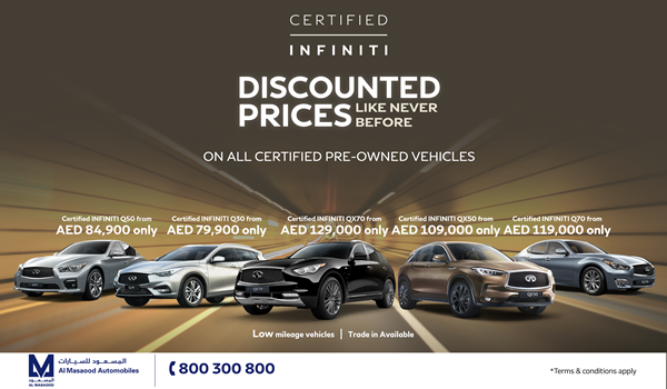 INFINITI DISCOUNTED PRICES FOR SELECTED CERTIFIED PRE-OWNED VEHICLES